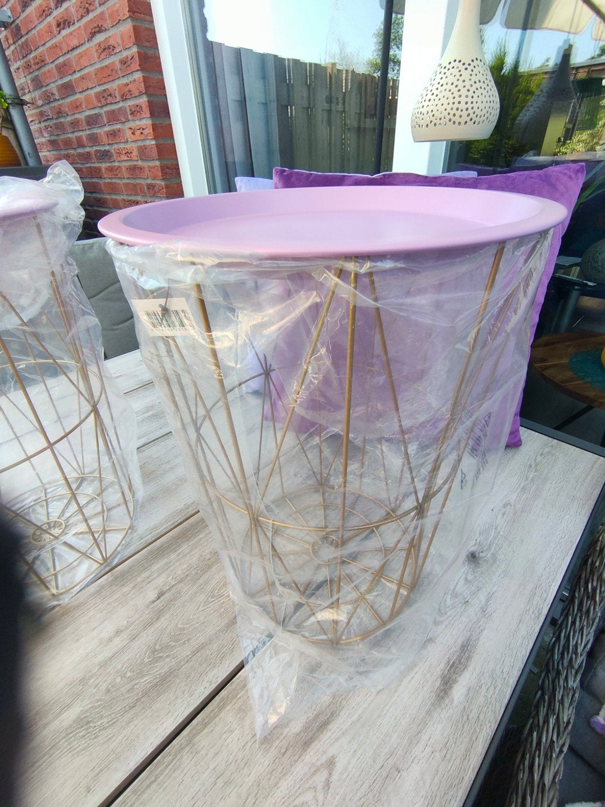 Goudkleurige mand met lila dienblad (40x40cm), Huis en Inrichting, Woonaccessoires | Dienbladen, Ophalen of Verzenden, Nieuw, Vierkant