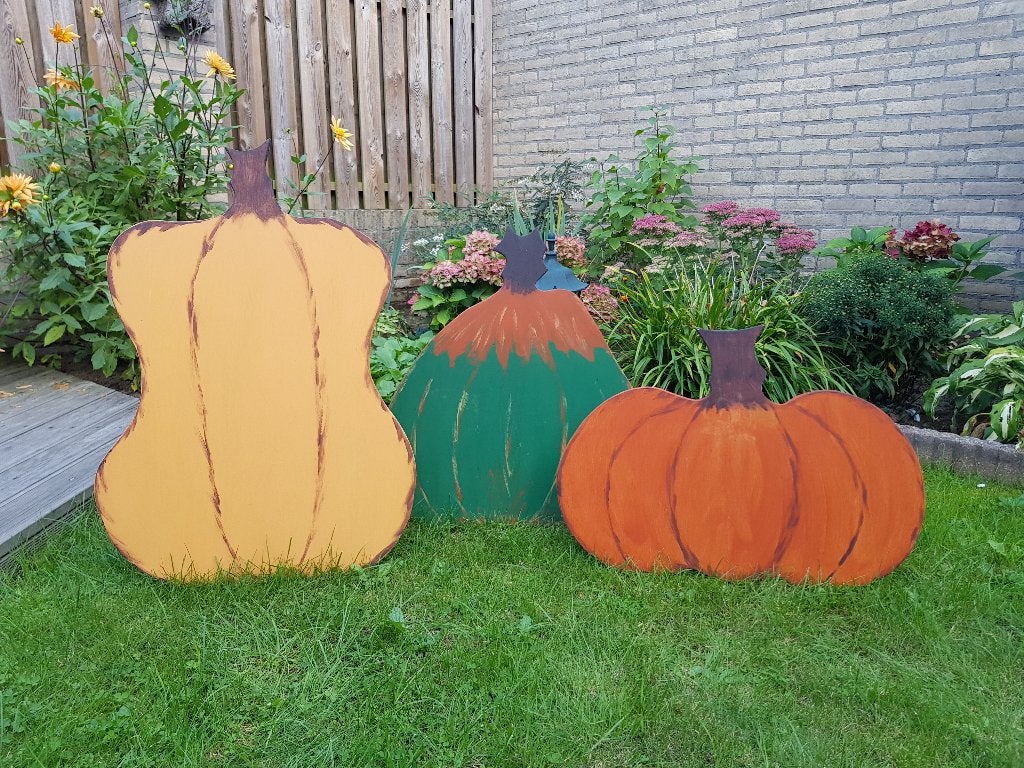Halloween - Pompoenen van hout gemaakt, Ophalen, Nieuw, Versiering, Halloween of Griezel