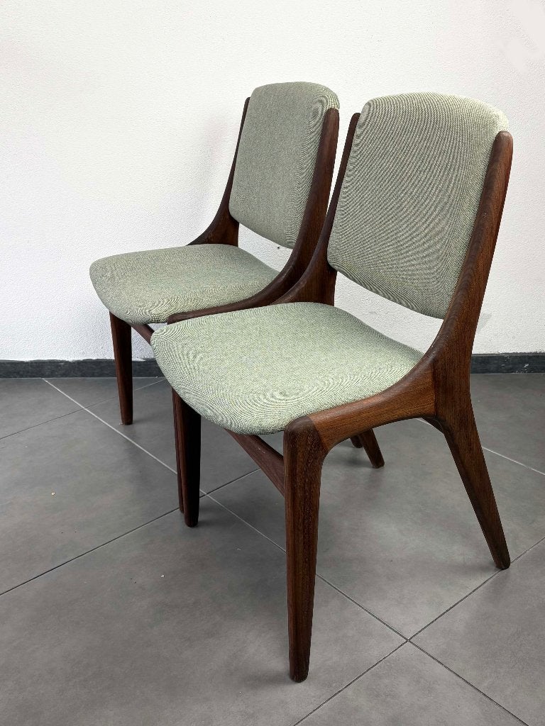 Set vintage Mahjongg eetkamerstoelen opnieuw gestoffeerd, Ophalen, Hout, Gebruikt, Twee