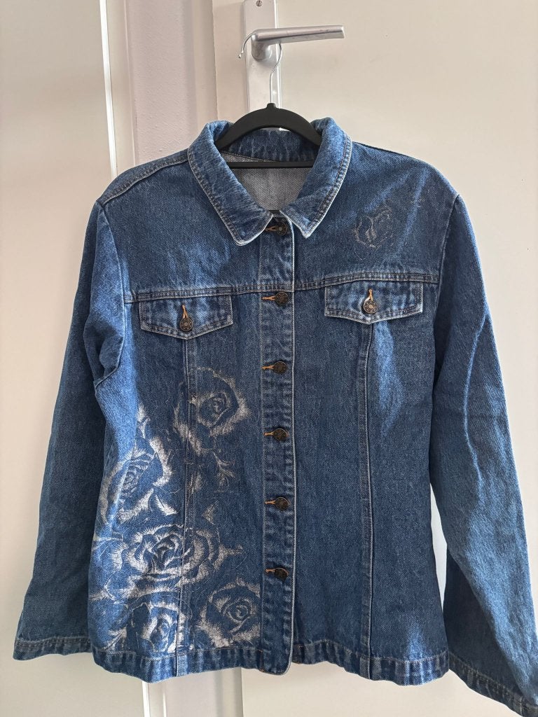 Denim jacket with painting, Ophalen, Blauw, Vintage, Zo goed als nieuw