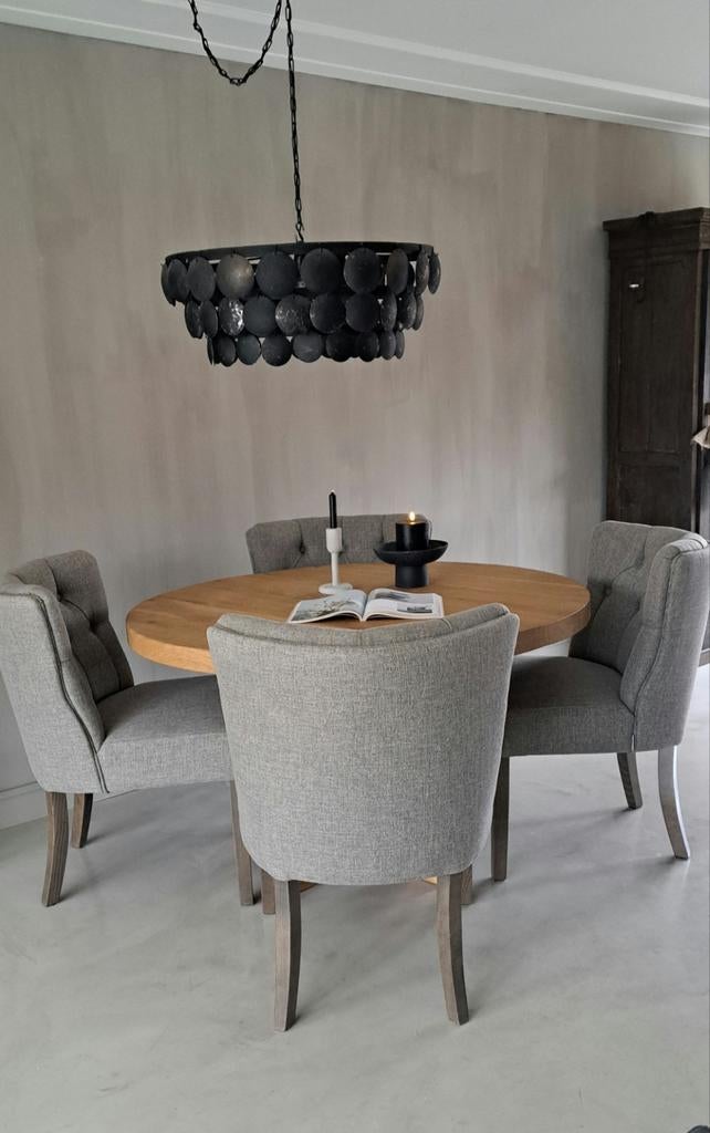 Massief eiken eettafel +4 stoelen, Huis en Inrichting, Tafels | Eettafels, Zo goed als nieuw, Ophalen of Verzenden