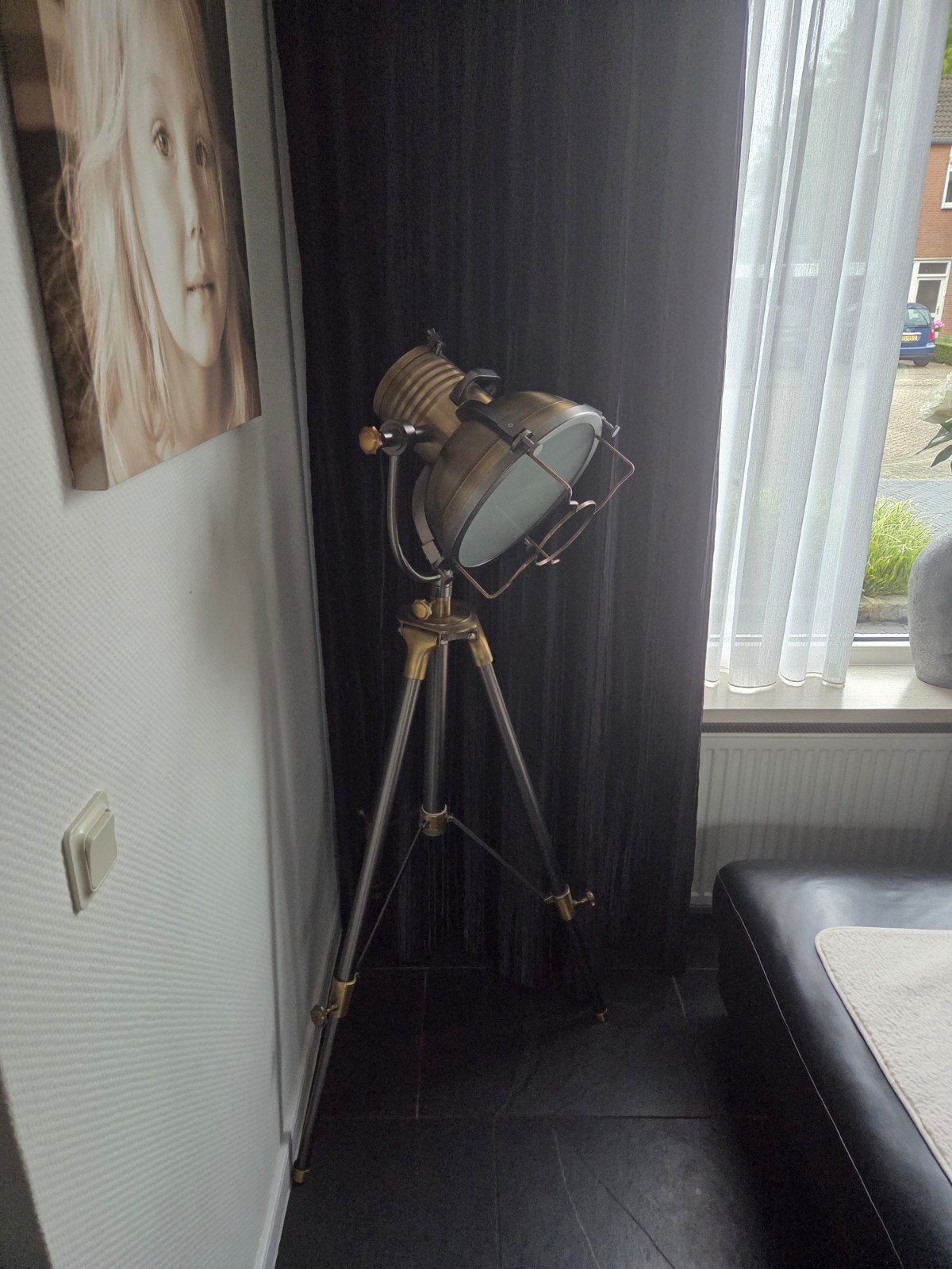 Industriële Vloerlamp met Statief - Vintage Stijl, Ophalen, E27 (groot), Zo goed als nieuw, 150 tot 200 cm