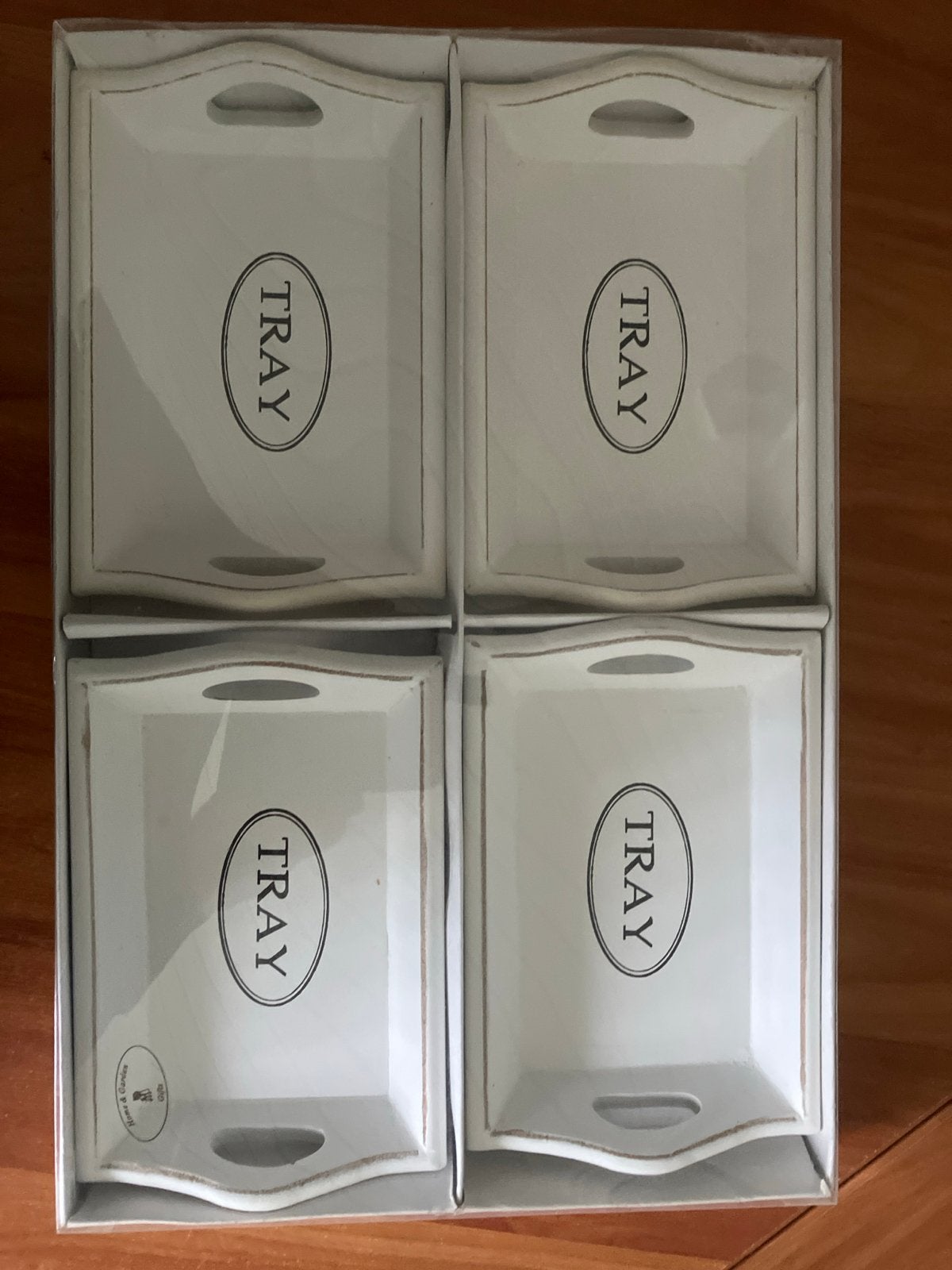 Set van 4 decoratieve dienbladen met 'TRAY' opdruk, Verzenden, Nieuw, Dienblad, Met afbeelding/tekst