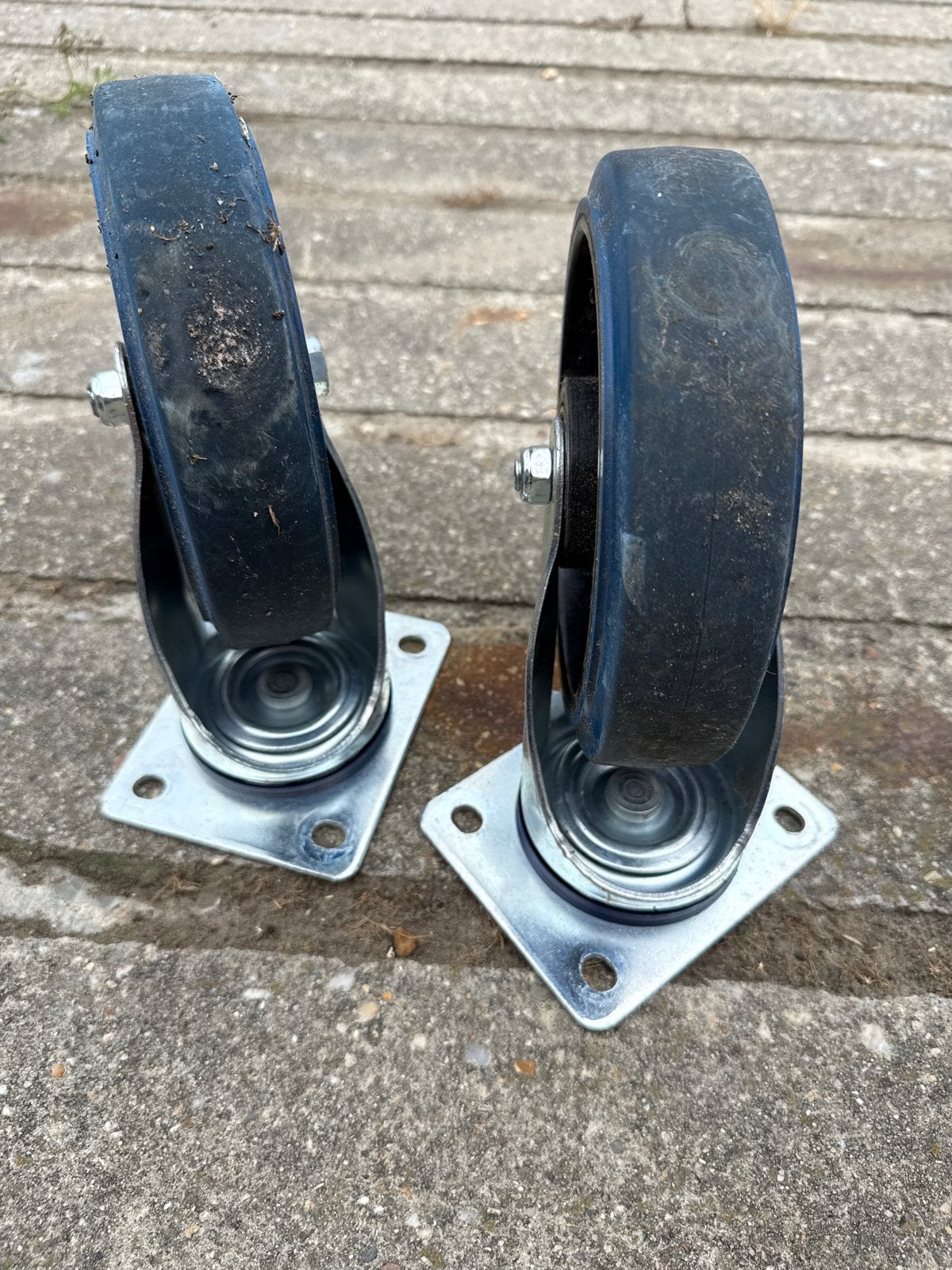4 stuks zwenkwielen 200x50 mm, zware kwaliteit, Ophalen of Verzenden, Gebruikt
