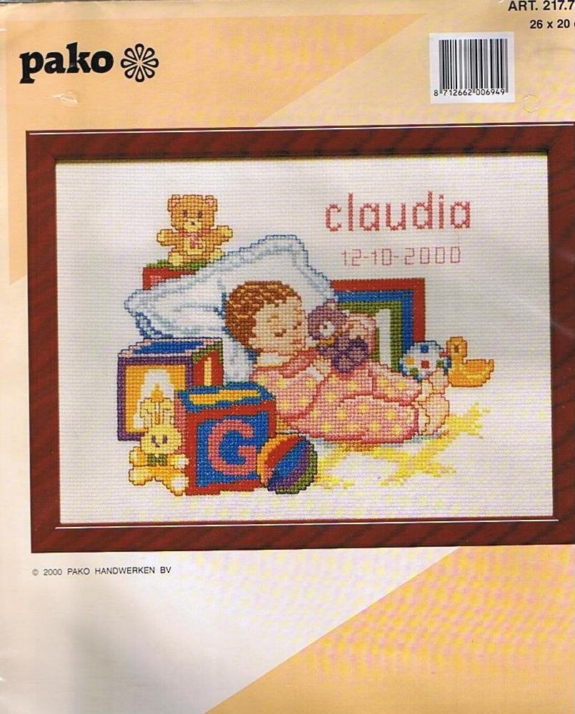 Cado opruiming pako borduurpakket geboorte, CLAUDIA, Ophalen of Verzenden, Nieuw, Handborduren, Borduurpakket