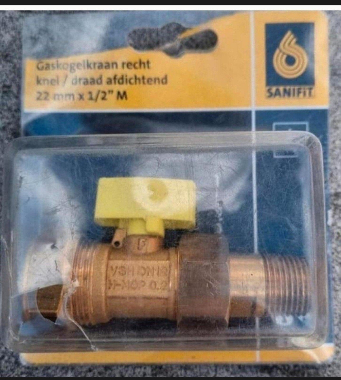 Nieuwe Gaskogelkraan Knel 22mm x 1/2" M, Ophalen of Verzenden, Nieuw, Kraan