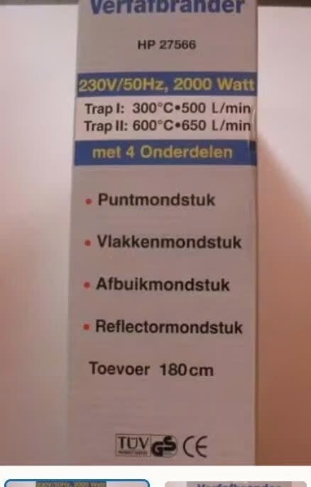 Nieuwe Topcraft verfafbrander/hetelucht-pistool Ongeopend!, Ophalen of Verzenden, Nieuw, Verfspuit of Verfpomp