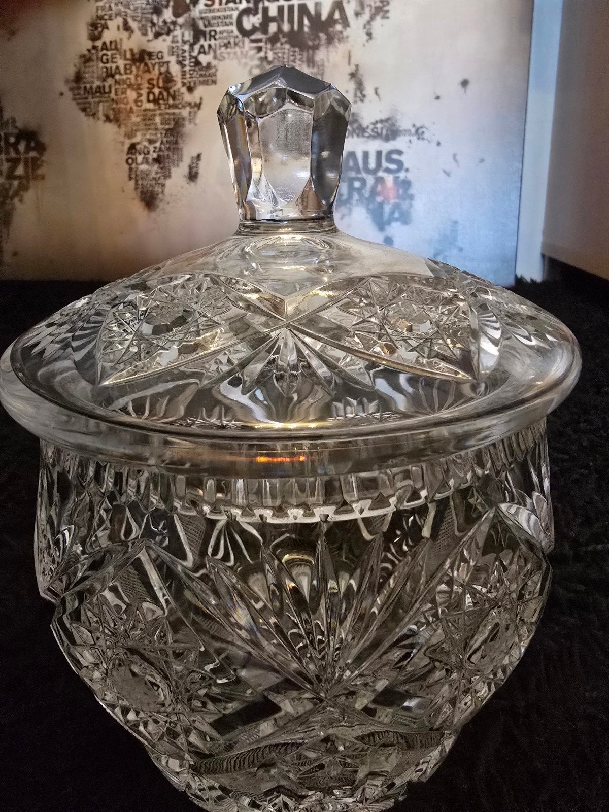 Luxe vintage Boheemse kristallen bonbonnière / dekselpot, Ophalen of Verzenden
