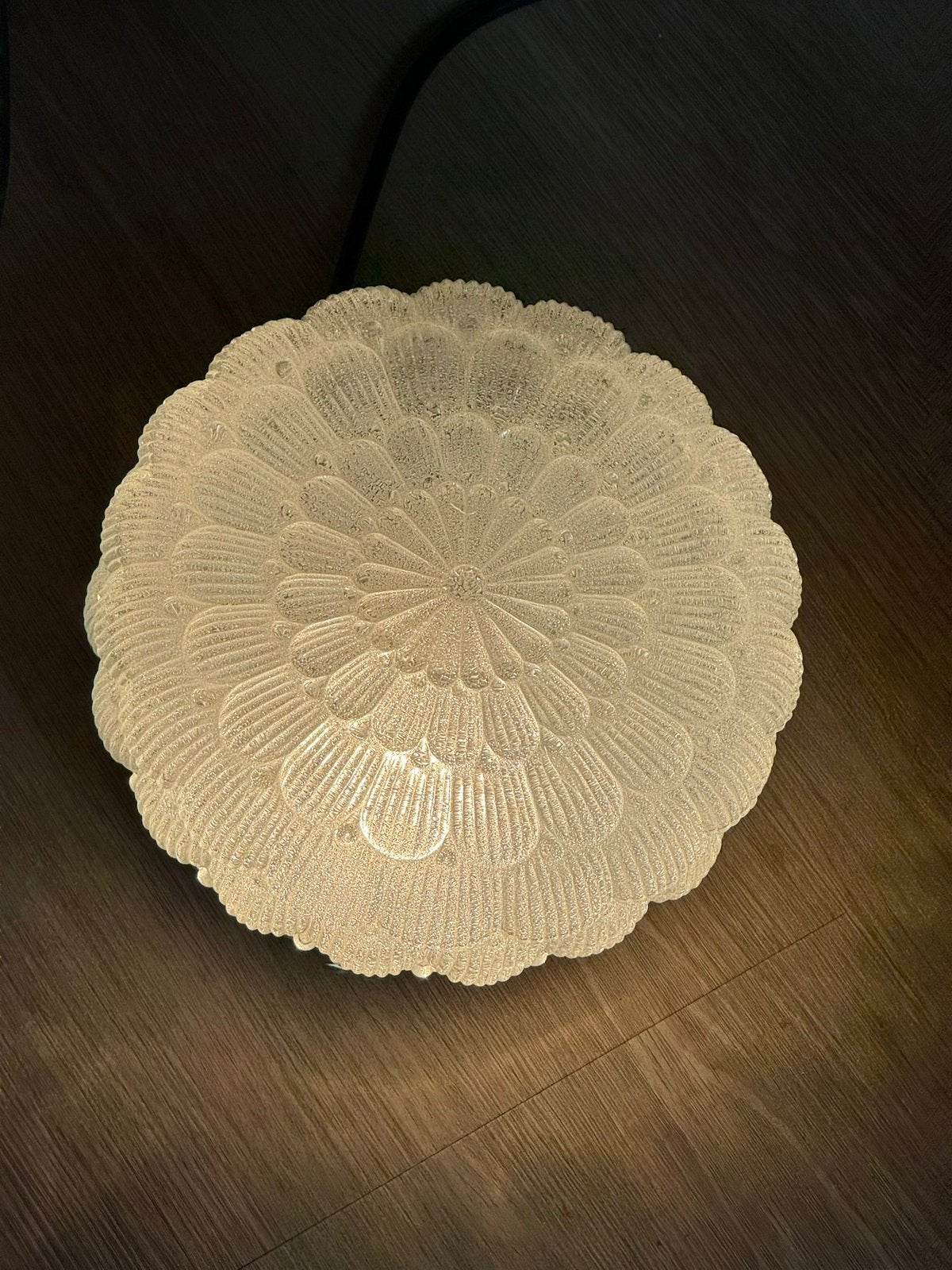 Vintage plafonniere ijsglas frosted, Ophalen of Verzenden, Zo goed als nieuw