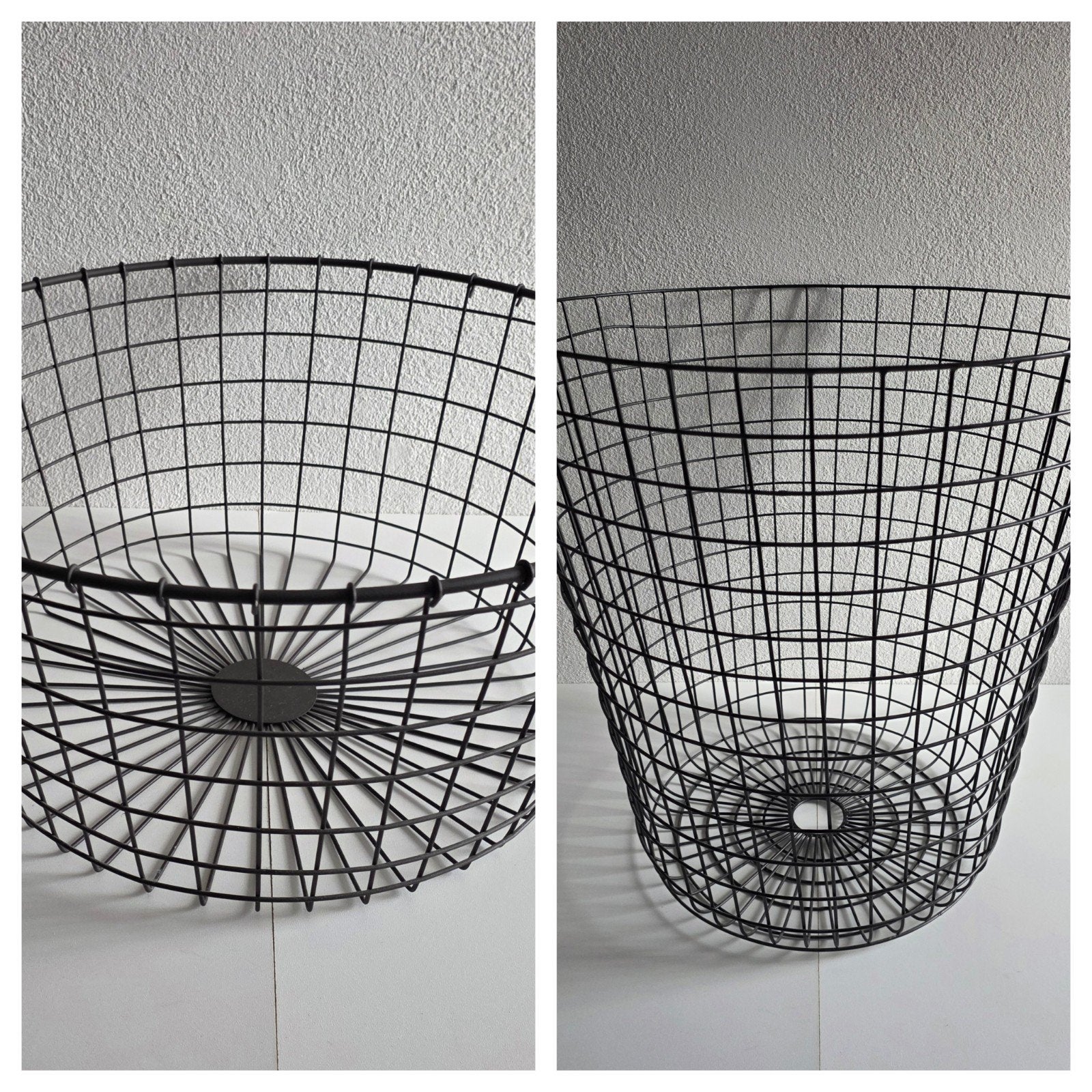 Set van 2 metalen draadstaal manden - grijs en zwart, Ophalen, Gebruikt, Mand, Rond