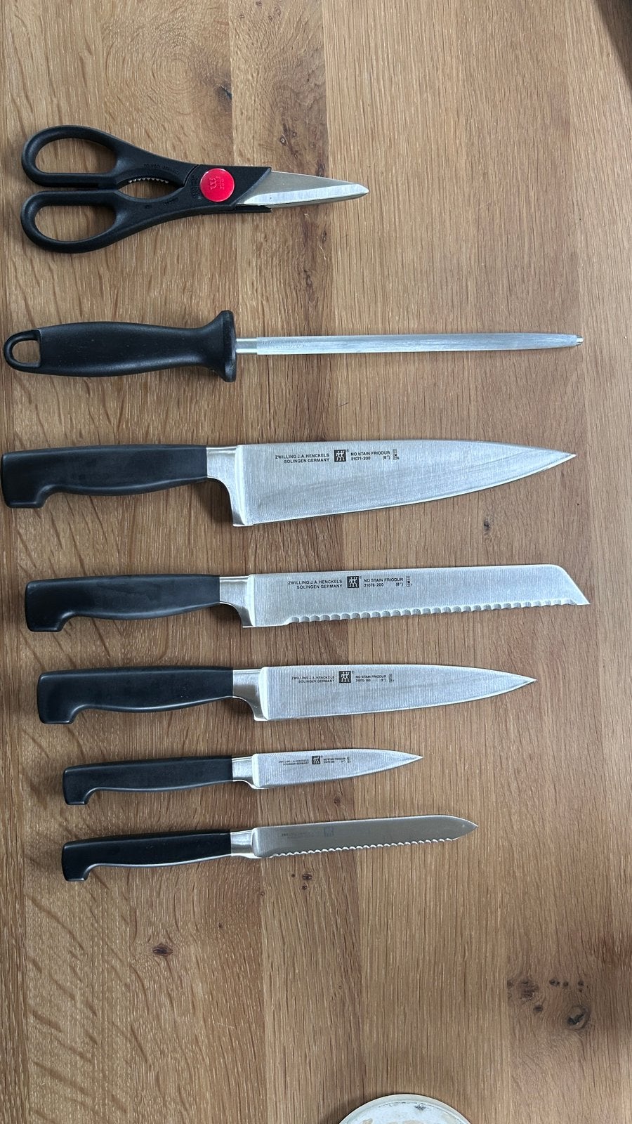 Zwilling four star messenset geslepen, Verzenden, Zo goed als nieuw, Rvs of Chroom, Vaatwasserbestendig