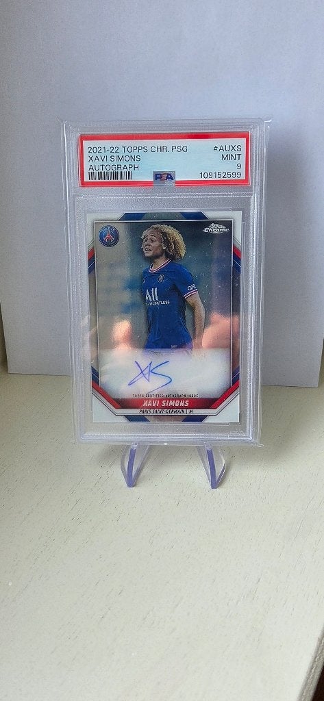 2021 Topps Chrome PSG Xavi Simons handtekening /99 PSA 9, Verzamelen, Verzenden, Nieuw, Buitenlandse clubs, Spelerskaart