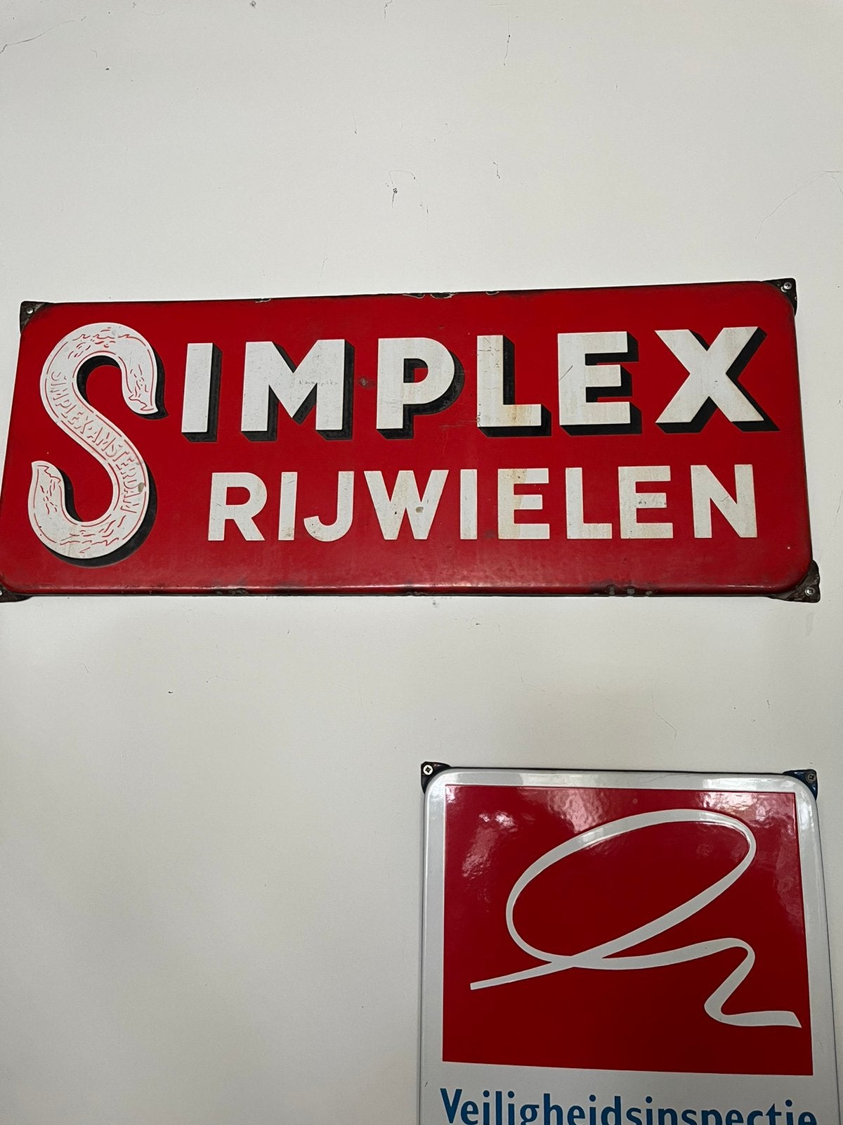 Vintage Simplex Rijwielen Emaille Reclamebord, Ophalen