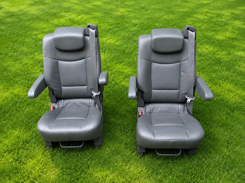2 Zwarte leren Sroelen zelfbouw Bus,Camper,Oldtimer,GMC,Doka, Auto-onderdelen, Interieur en Bekleding, Ophalen, Gebruikt, Overige automerken