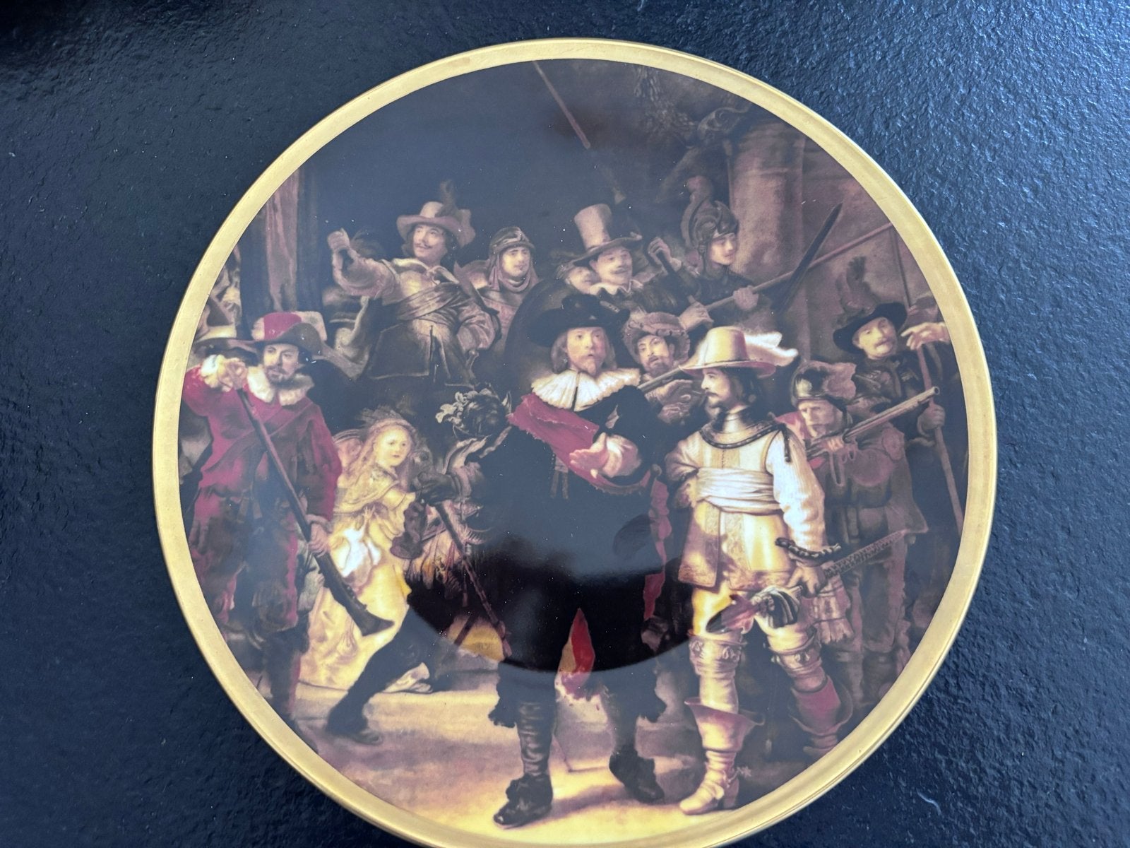 Vintage Decoratief Bord 'De Nachtwacht' - Rembrandt, Antiek en Kunst, Antiek | Wandborden en Tegels, Ophalen of Verzenden