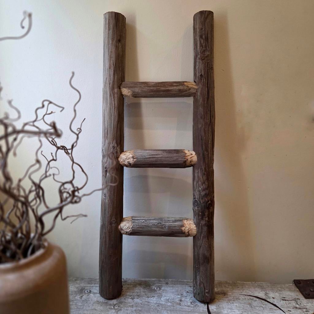 Houten Sierladder 60cm - Oud Verweerd Hout, Gebruikt, Niet van toepassing, Niet van toepassing, Ophalen of Verzenden