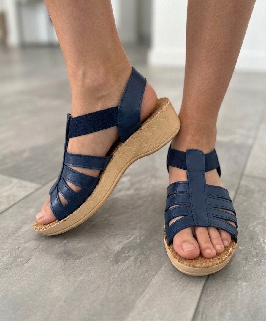Marineblauwe comfortabele sleehak sandalen - Maat 36, Ophalen of Verzenden