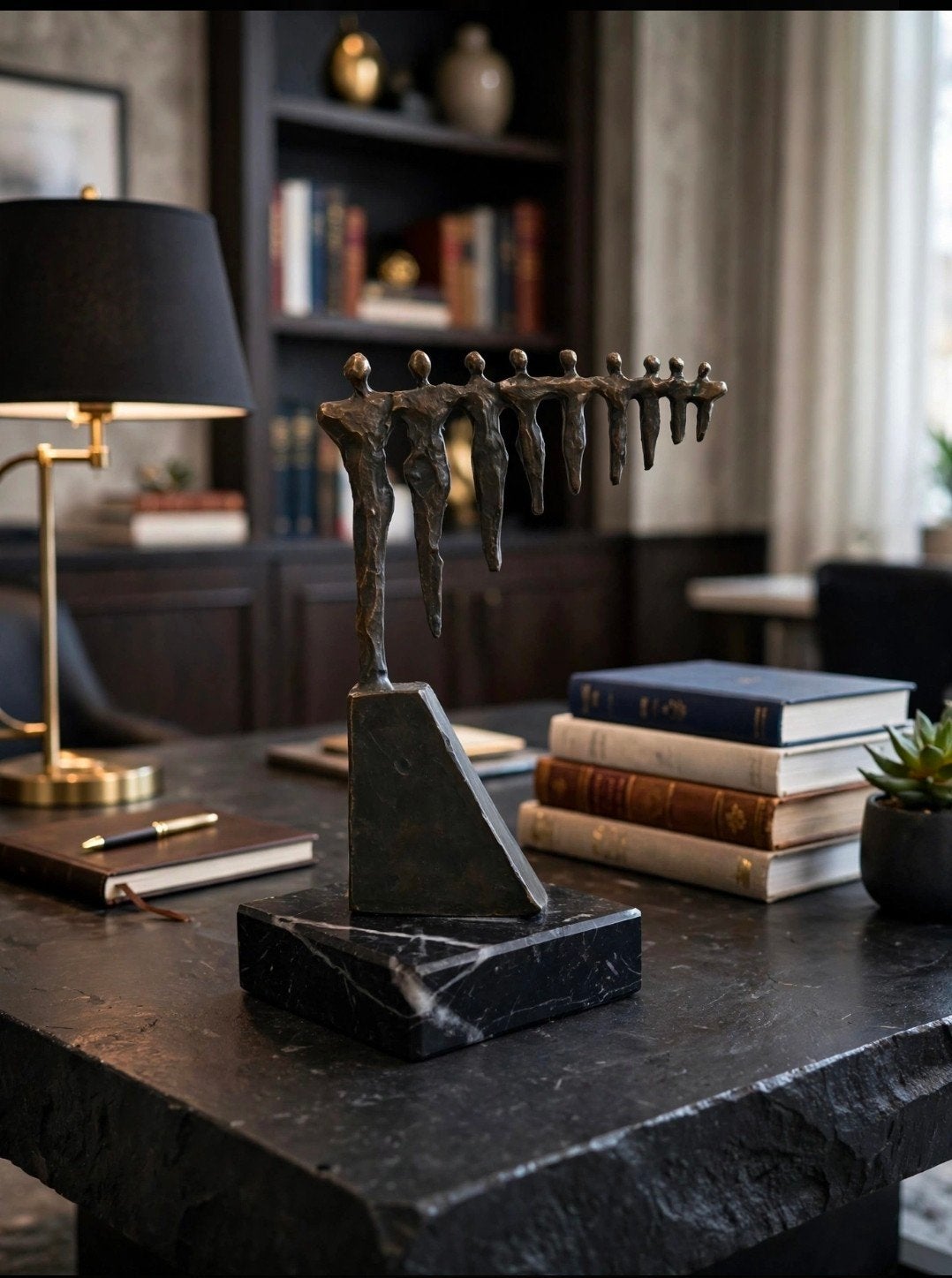 Bronzen Beeld 9 Personen Vriendschap - Familie Sculptuur - 1, Ophalen of Verzenden, Brons