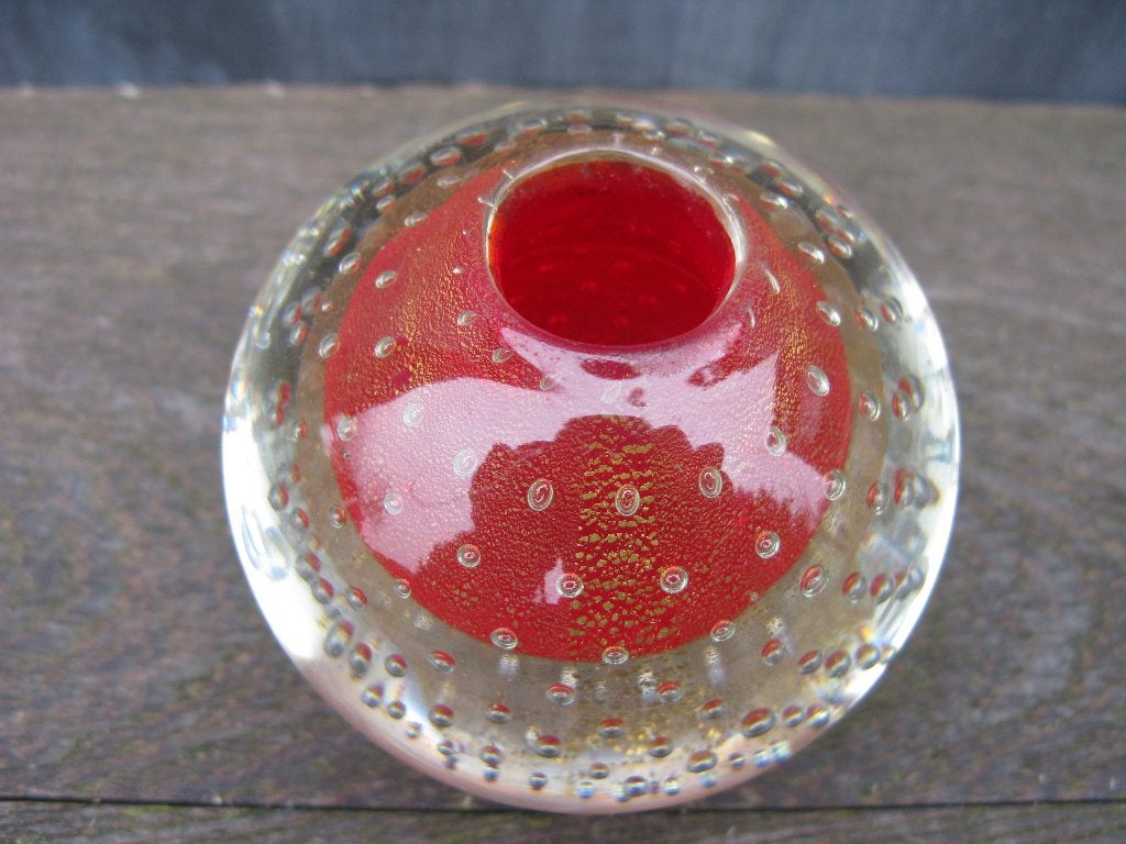 ROND BOL GLAZEN (SPIJKER) VAASJE voor A.D.COPIER, Antiek en Kunst, Antiek | Glas en Kristal, Ophalen of Verzenden