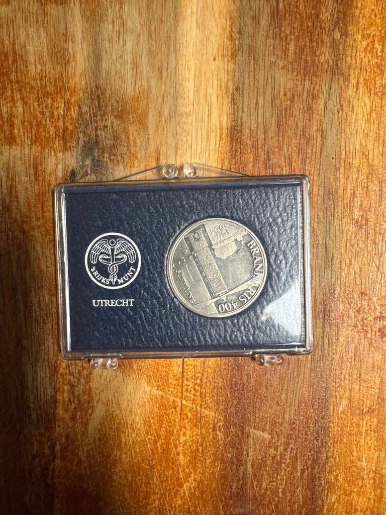 Zilveren Brandaris 400 jaar munt 1994 in cassette, Postzegels en Munten, Ophalen, Overige waardes, Losse munt, Zilver