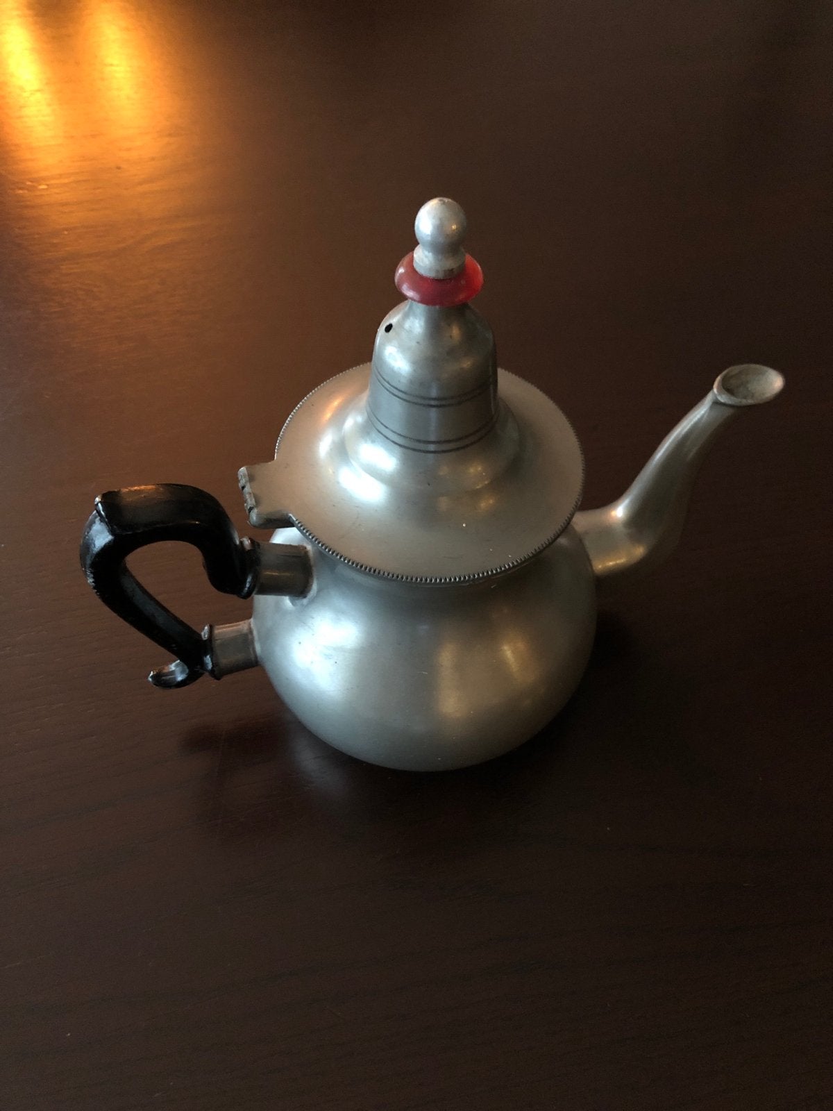 Antieke tinnen theepot met handvat, Ophalen of Verzenden