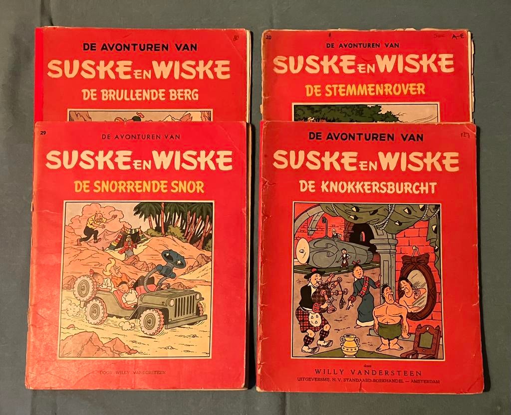 Suske en Wiske - set van 4 Ongekleurd - 1955/1960, Boeken, Stripboeken, Gelezen, Verzenden, Willy Vandersteen, Meerdere stripboeken