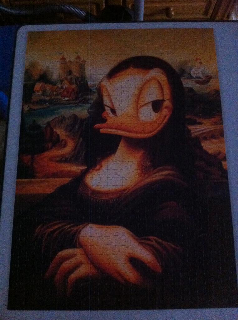 Puzzel Disney Art Mona Lisa, Ravensburger compleet 1000st, Ophalen of Verzenden, 500 t/m 1500 stukjes, Zo goed als nieuw, Legpuzzel