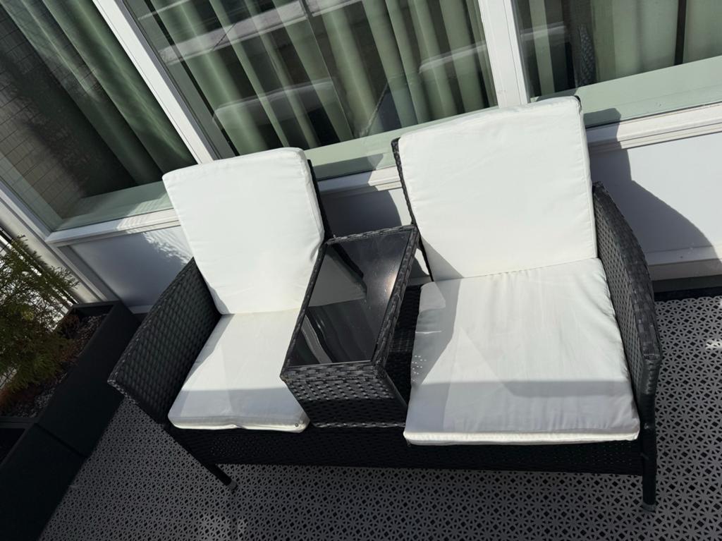 Tectake Wicker loungeset met tafel en kussens 2 sets, Zo goed als nieuw, Loungeset, Wicker, Stoel