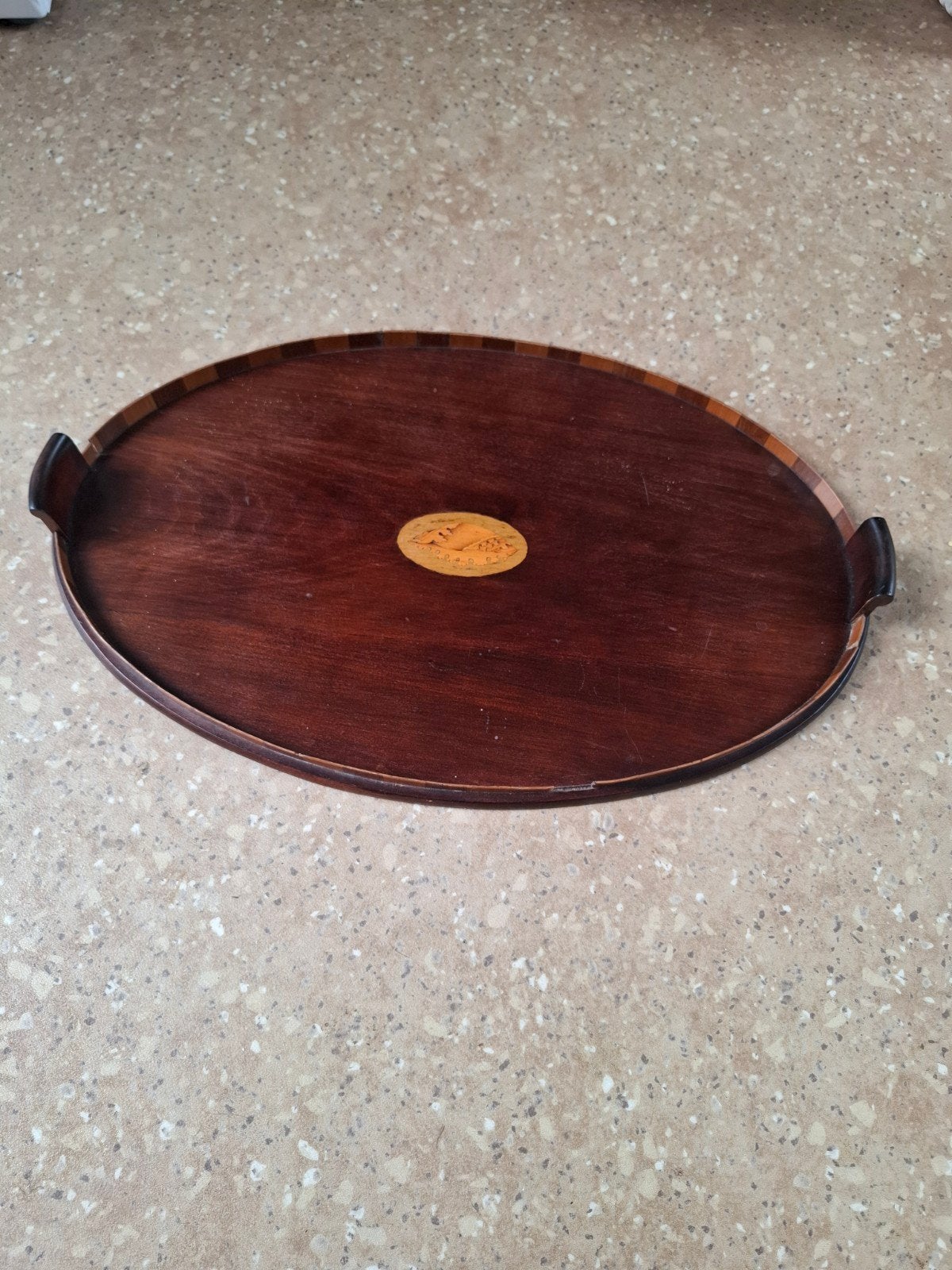 Antiek houten dienblad, Ophalen of Verzenden, Gebruikt, Ovaal, Hout