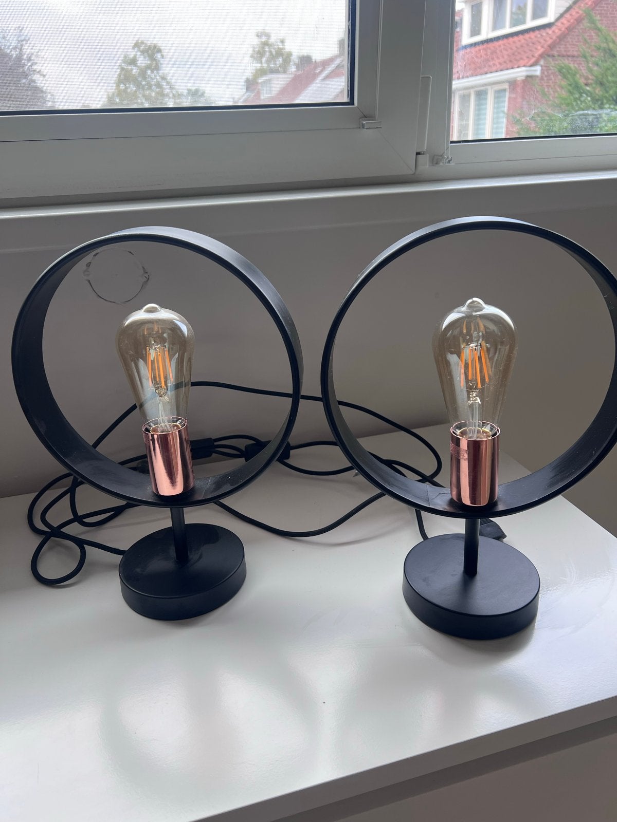Set van 2 tafellampen - nachtlampjes - nachtlampen, Huis en Inrichting, Lampen | Tafellampen, Ophalen, E27 (groot), Zwart, Modern