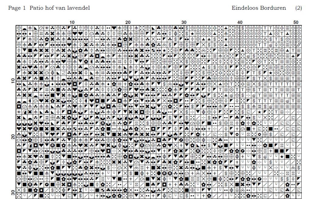 Borduurpatroon: Patio hof van lavendel, Zwolle, Patroon, Verzenden, Eindeloos Borduren