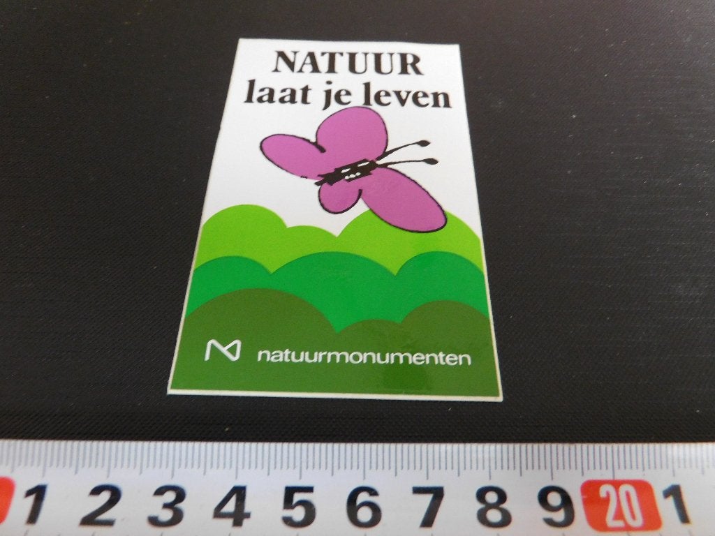 sticker Natuur laat je leven Natuurmonumenten Vlinder Paars, Verzamelen, Stickers, Ophalen, Zo goed als nieuw