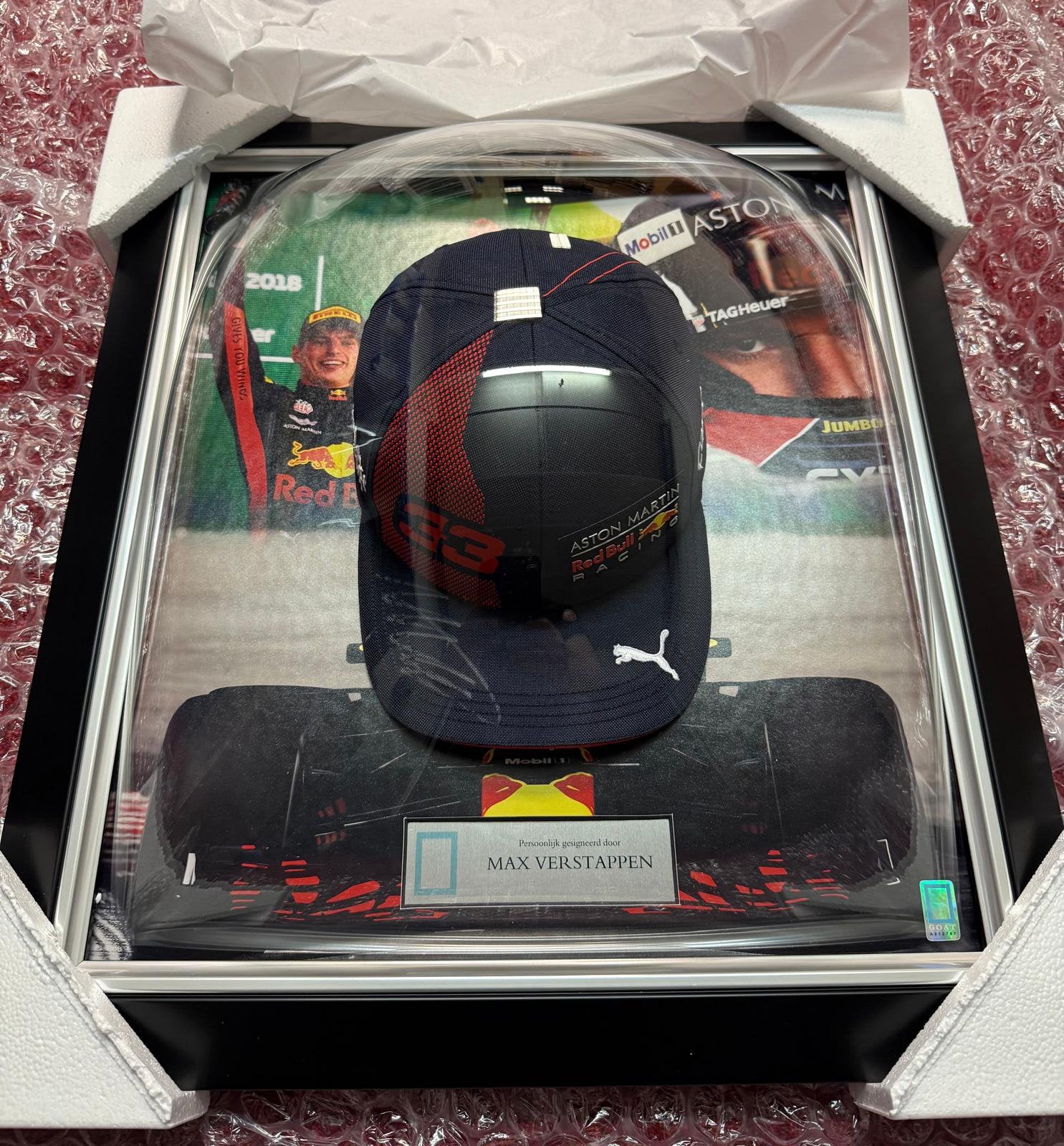 Max Verstappen Gesigneerde Red Bull Pet | GOAT COA, Ophalen of Verzenden, Nieuw, Formule 1