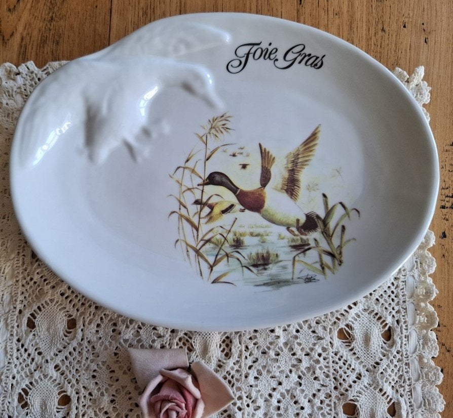 Vintage Frans Foie gras bord/ schaal, Huis en Inrichting, Keuken | Servies, Gebruikt, Schaal of Schalen, Overige stijlen, Porselein
