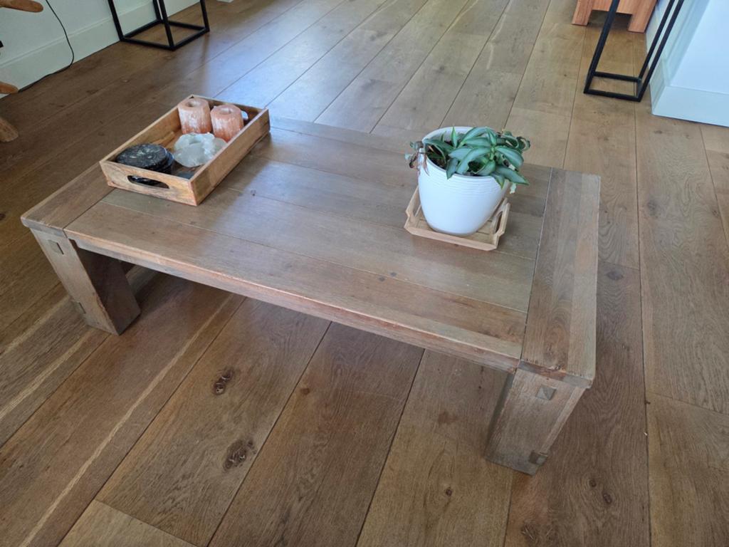 Salontafel van Henders en Hazel, eikenhout, Huis en Inrichting, Tafels | Salontafels, 100 tot 150 cm, Eikenhout, Zo goed als nieuw