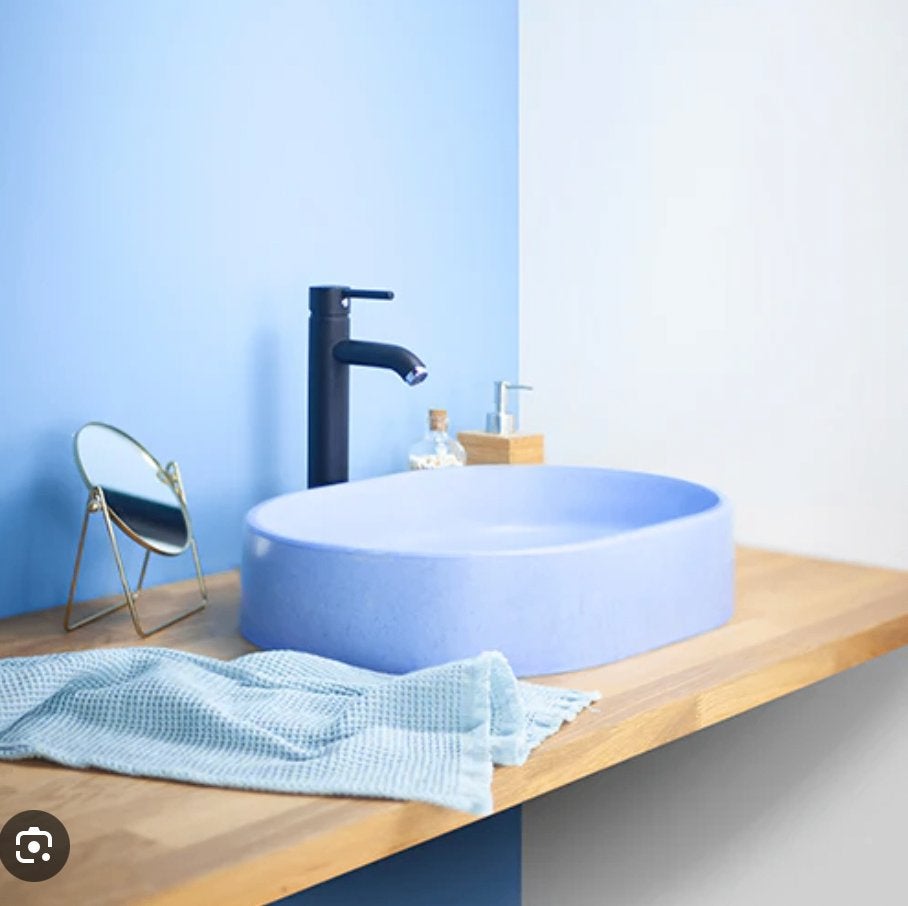Betonnen wasbak (blauw), Ophalen, Nieuw, 50 tot 100 cm, Minder dan 100 cm