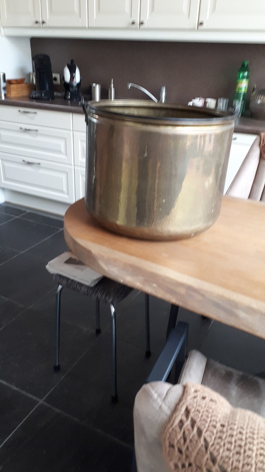 Koperen ketel diameter 45 cm, hoog 35 cm, Ophalen, Zo goed als nieuw, Metaal, Brocante