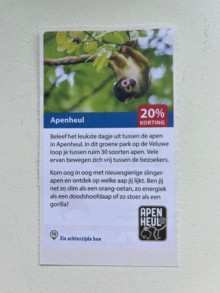 Kortingscode Apenheul, Drie personen of meer, Kortingsbon, Overige typen