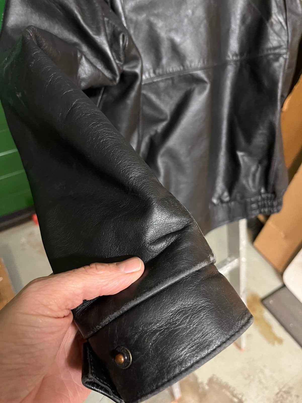 Heren leren Jack, zwart zwaar leer, (L), Ophalen of Verzenden, Zo goed als nieuw, Zwart