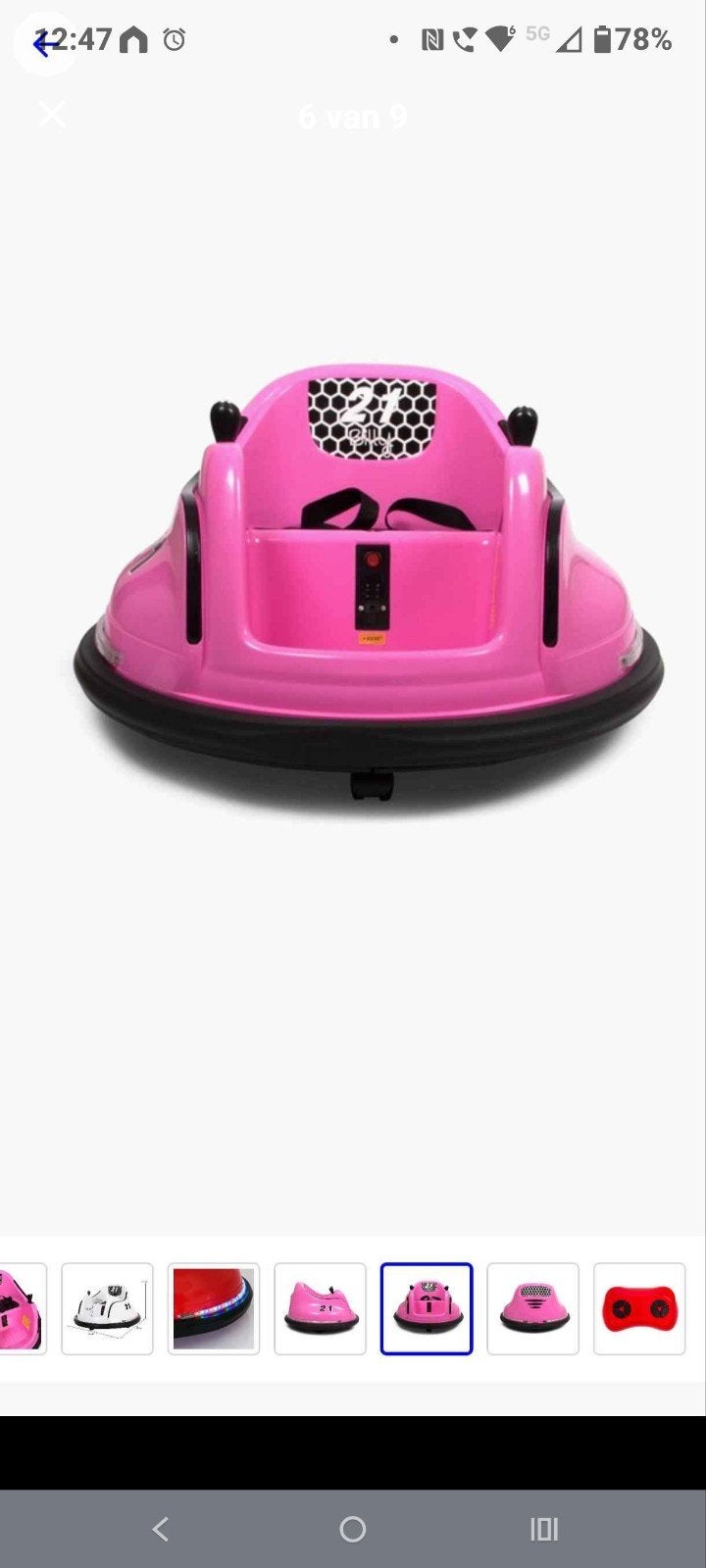 Roze Kinder Botsauto met Afstandsbediening, Ophalen, Zo goed als nieuw, Overige typen