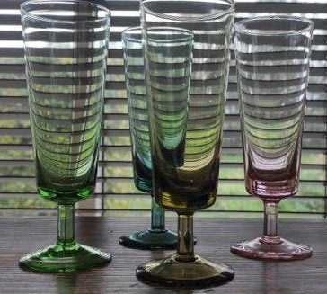 Set van 4 vintage Cascade champagne flutes De Rupel Boom, Ophalen of Verzenden
