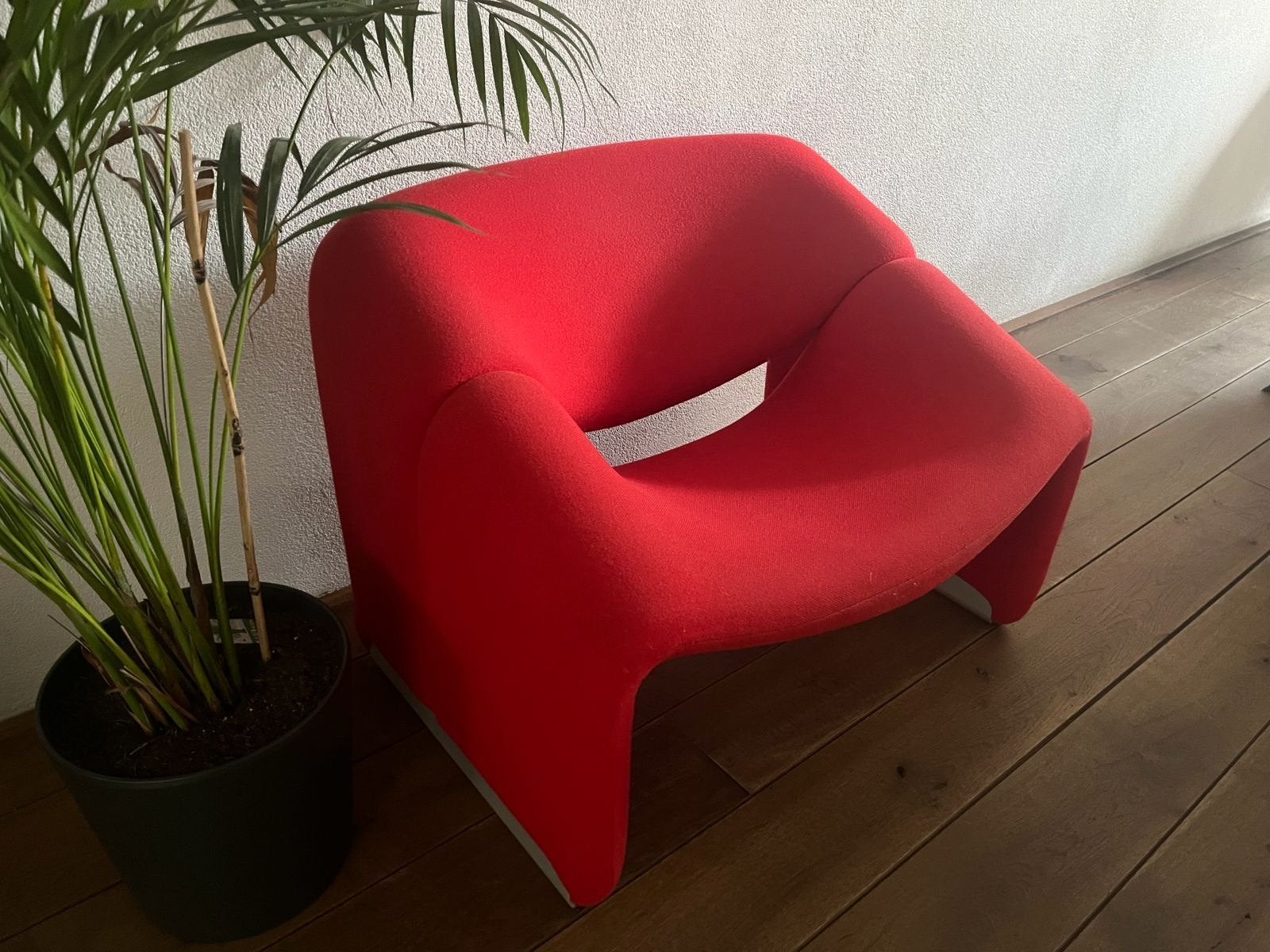 Artifort F598 Groovy fauteuil - Pierre Paulin - Rood, Ophalen, Gebruikt, 75 tot 100 cm, Stof