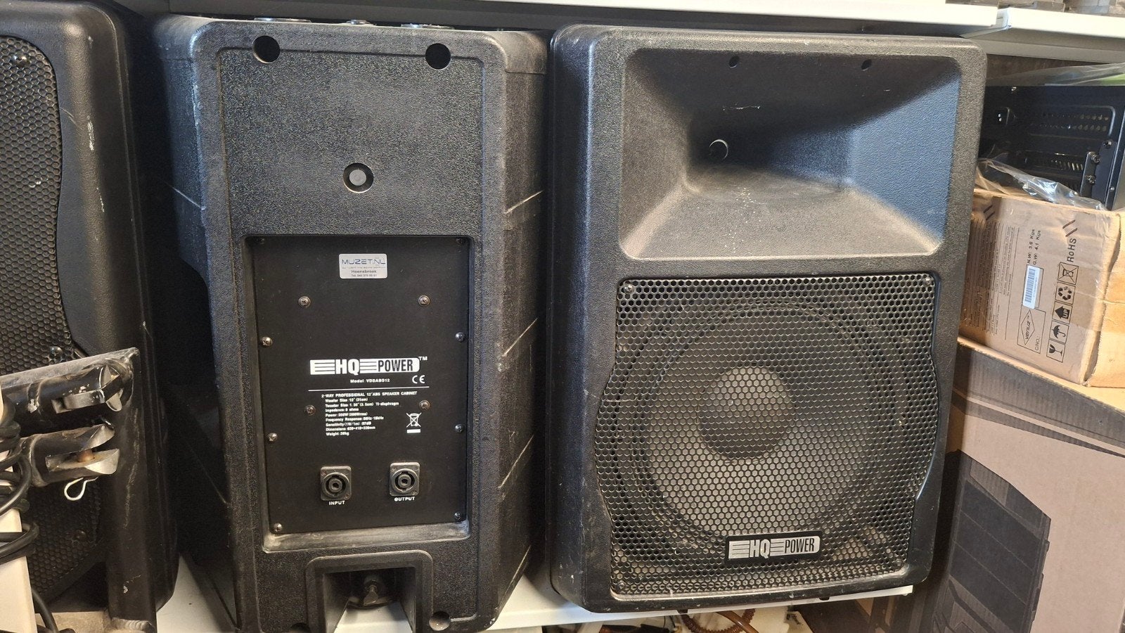 HQ Power VDSABS12 12" ABS Speaker Cabinet (2 stuks), Ophalen of Verzenden, Gebruikt
