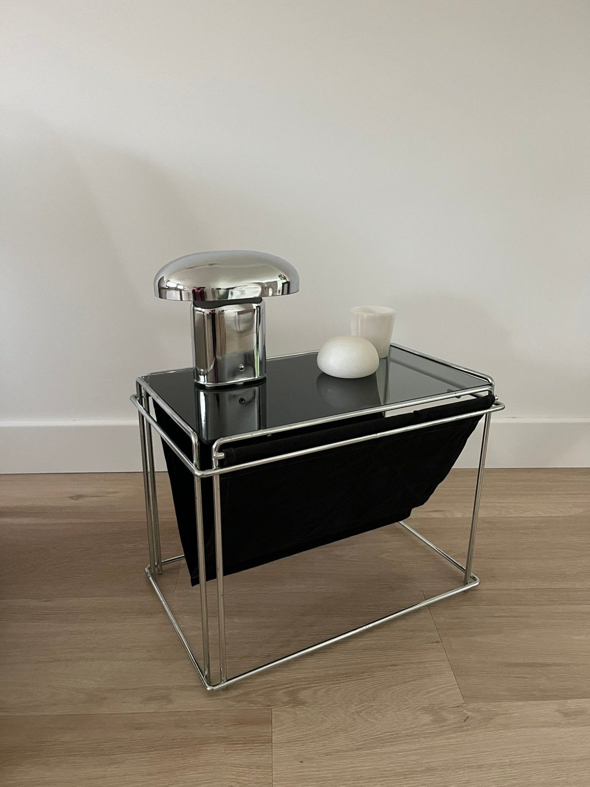 Vintage design lectuurbak chroom side table Max Sauze 1970s, Ophalen, Zo goed als nieuw