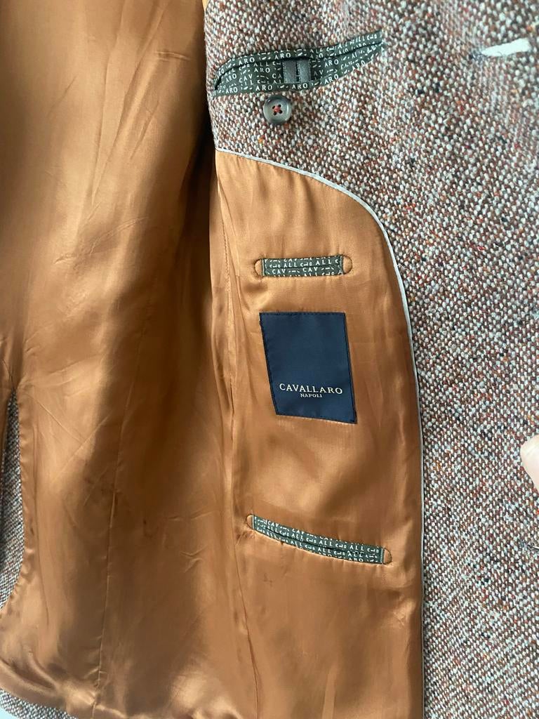 Cavallaro Napoli Bruine Tweed Jas - Maat 50, Ophalen of Verzenden, Zo goed als nieuw, Maat 48/50 (M), Bruin