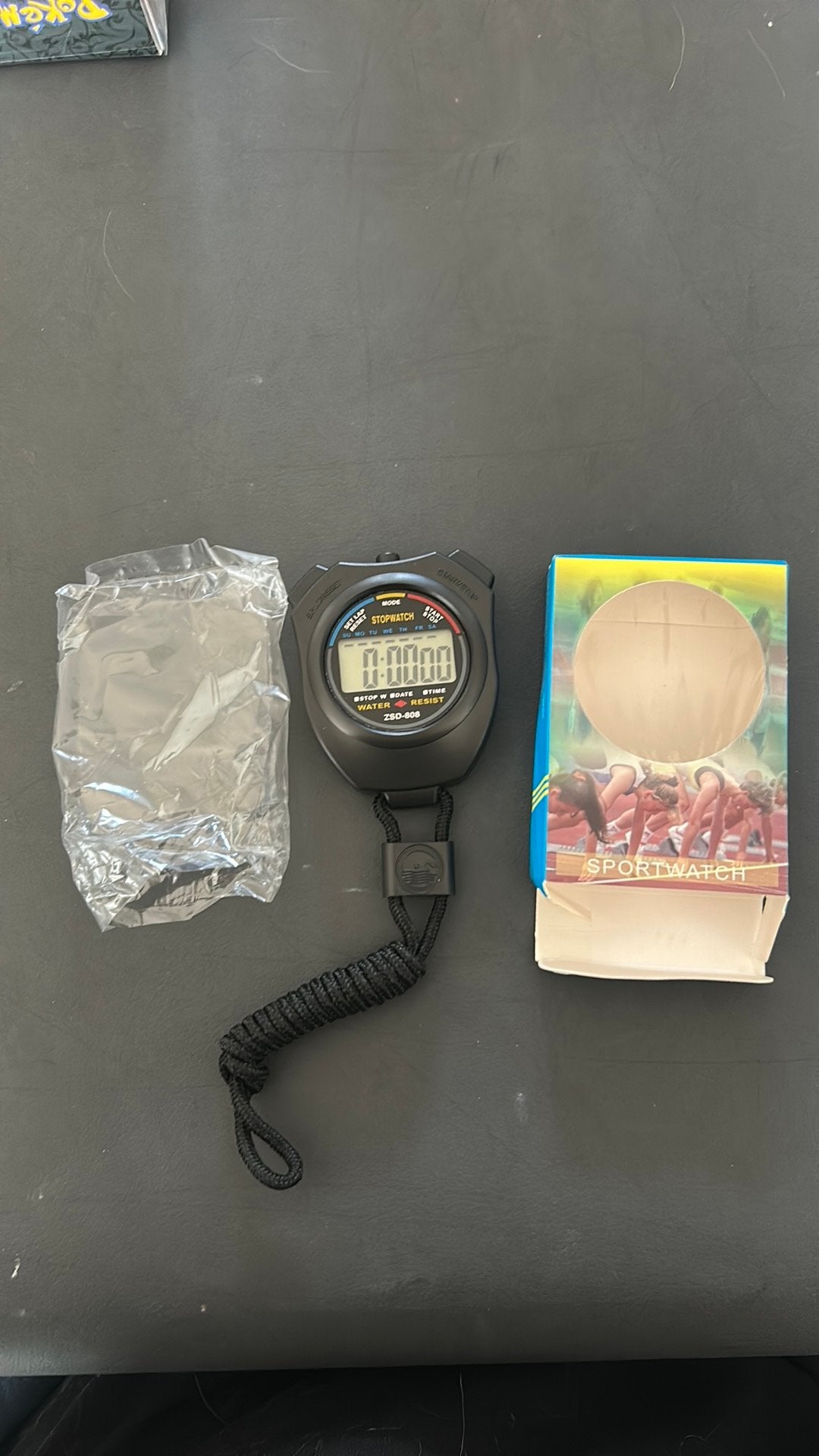 Stopwatch in doos, Sieraden, Tassen en Uiterlijk, Sporthorloges, Ophalen of Verzenden, Zo goed als nieuw, Zwart, Android