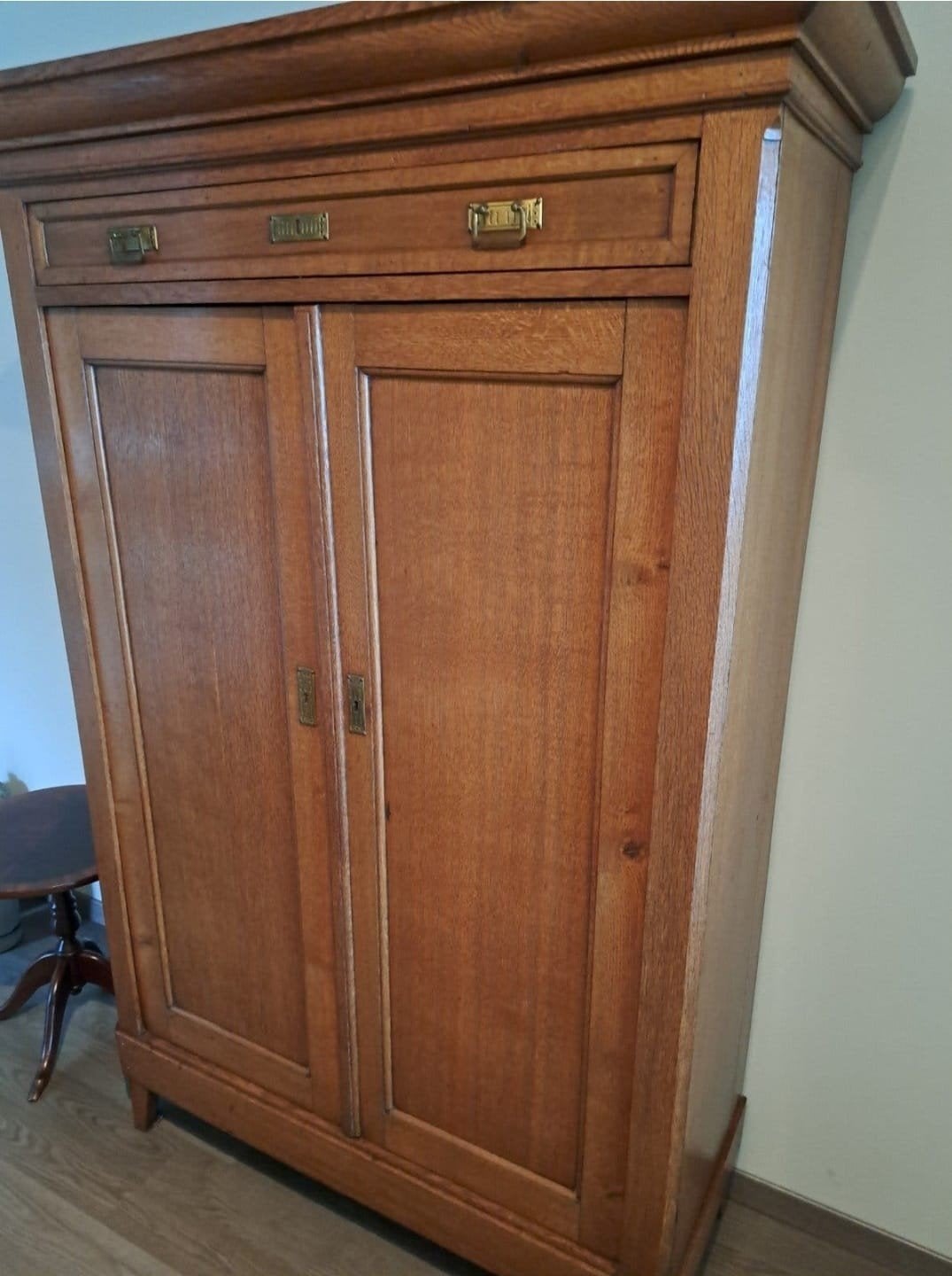Antieke Eikenhouten Kast met Lade en Dubbele Deuren, Antiek en Kunst, Ophalen