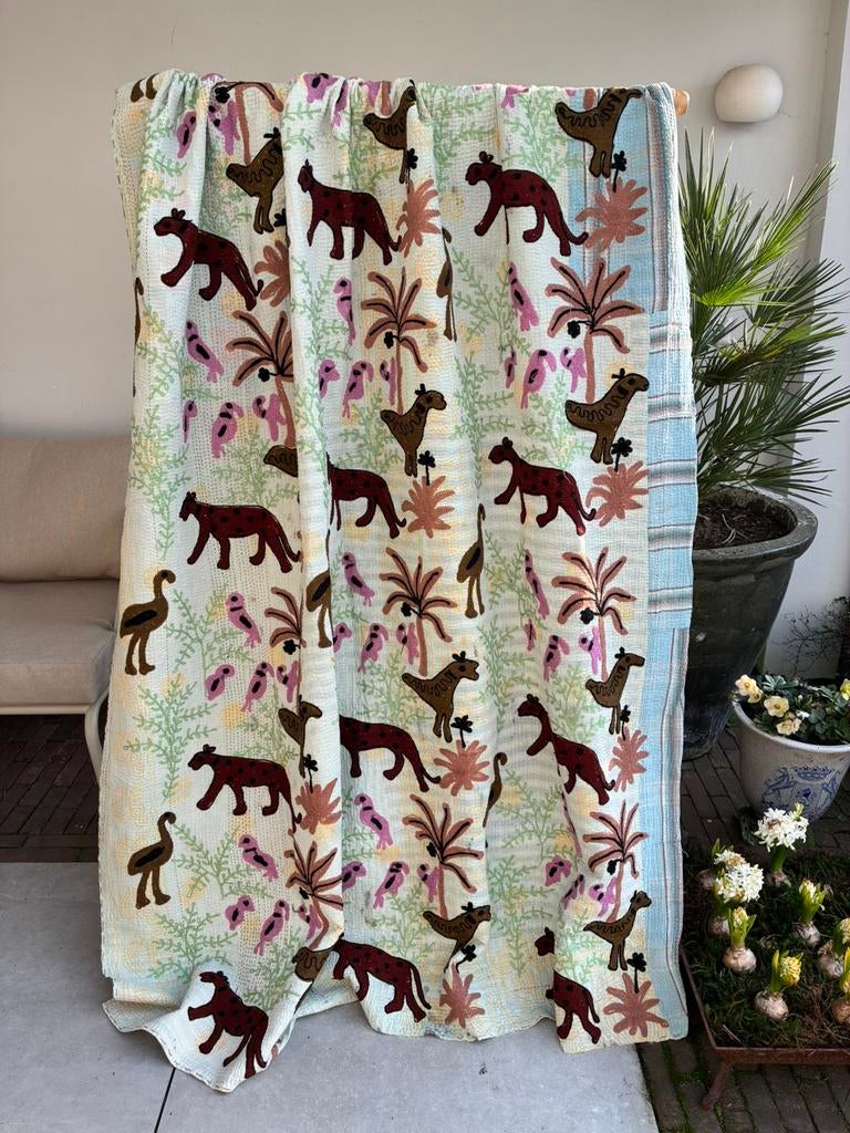 Vintage Kantha Quilt Suzani Deken Sari India, Ophalen of Verzenden
