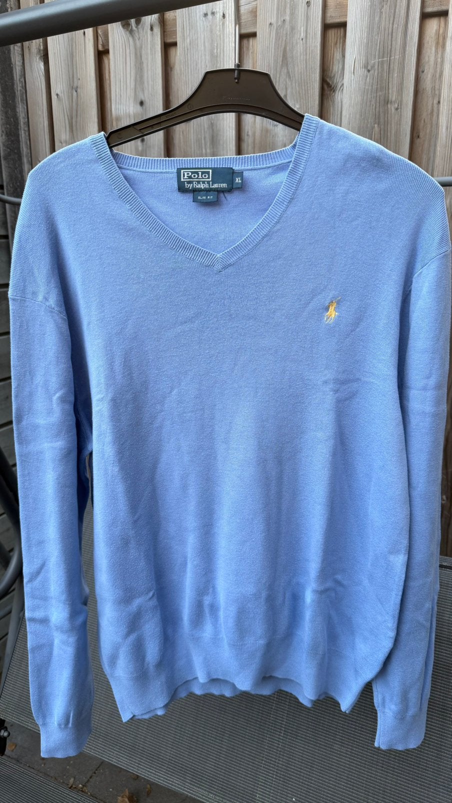 Ralph lauren trui licht blauw maat XL slimfit, Verzenden, Gedragen, Maat 56/58 (XL), Blauw
