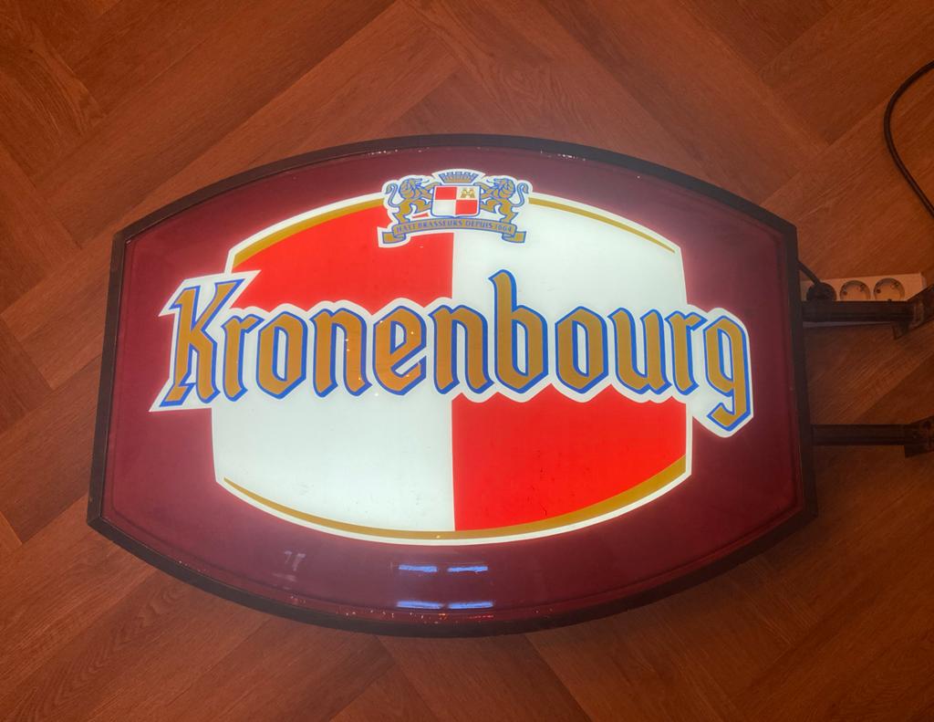Kronenbourg Lichtreclame / Lichtbak - Vintage Bier Reclame, Ophalen, Gebruikt, Lichtbak of (neon) lamp